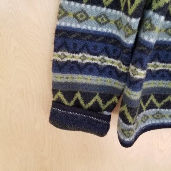 Vintage Wool Sweater Blue & Green Size Large - Picture 7 of 9